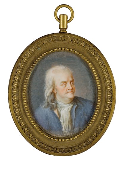 Portrétní miniatura Benjamina Franklina od American School