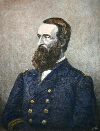 Portrét Davida Dixona Portera (1813-91), admirála ve federálním námořnictvu (barevné lito) od American School
