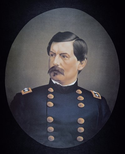 Portrét generála George B. McClellan (barevné lito) od American School