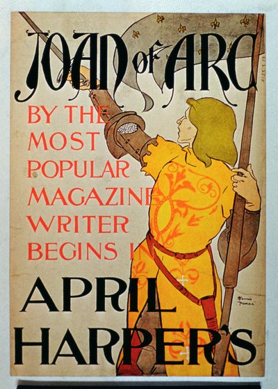 Plakát inzerující Johanku z Arku v dubnovém Harpers Magazine od American School