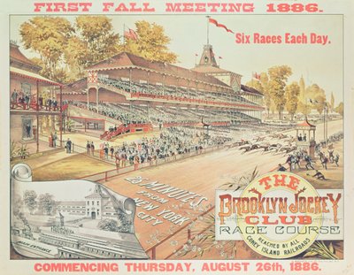 Plakátová reklama The Brooklyn Jockey Club Race Course, 1886 od American School