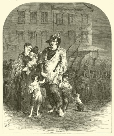 Uprchlíci ze severní Missouri vstupující do St Louis, září 1864 od American School