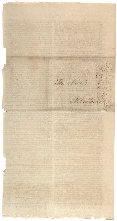 Usnesení tisknoucí návrh NYS na změny ústavy, říjen 1788 od American School