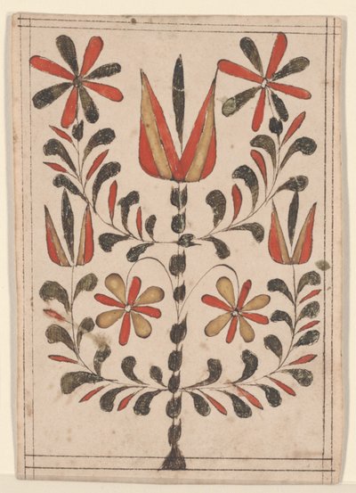 Odměna za zásluhy (Belohnung), Fraktur Painting (pero a inkoust s wc na papíře) od American School