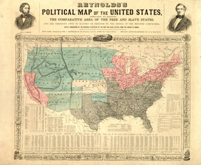 Reynoldssova politická mapa Spojených států, kolem roku 1850 od American School