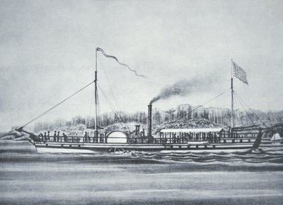 Parník Roberta Fultona „Clermont“ na řece Hudson v New Yorku od American School