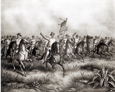 Rough Riders: Plukovník Theodore Roosevelt, americký velitel na San Juan Hill, Santiago, Kuba, 1898 od American School