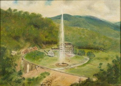 Round Knob Inn and the Fountain, c.1882 (olej na palubě) od American School
