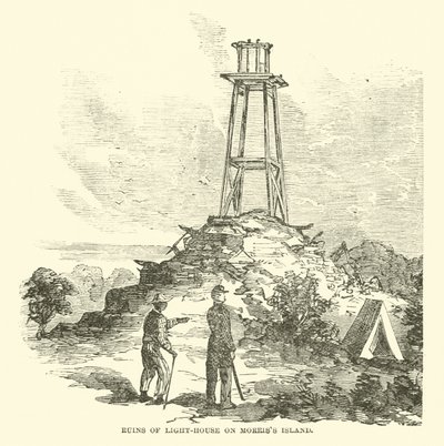 Ruiny majáku na Morriss Island, červenec 1863 od American School