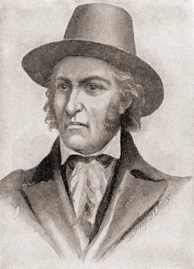 Samuel Chester Reid, velitel lupiče během války v roce 1812, z „Dějiny naší země“, vydané v roce 1905 (litho) od American School