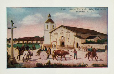 Santa Clara de Asis, Kalifornie, založena 1777 (barevné lito) od American School