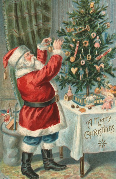 Santa Claus zdobí vánoční stromeček od American School