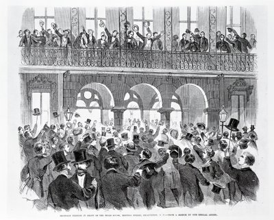 Secession Meeting před Mills House, Meeting Street, Charleston, South Carolina, c.1860 (rytina) (čb foto) od American School