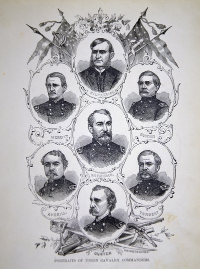 Sedm portrétů předních velitelů kavalérie armády Unie (litho) od American School