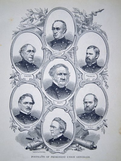Sedm prominentních generálů z americké občanské války (rytina) od American School