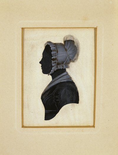 Silueta dámy, c. 1830-1840 (černý inkoust s hnědou a bílou křídou na tkaném papíře) od American School