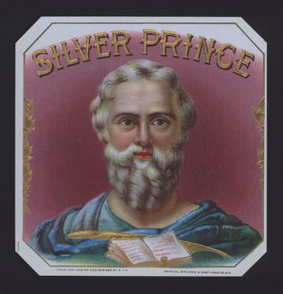 Stříbrný princ, štítek doutníku (chromolitho) od American School