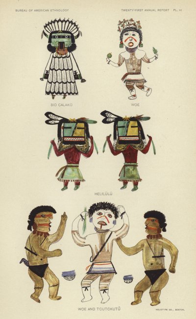 Sio Calako, Woe, Helilulu, Woe a Tcutckutu (barevná litografie) od American School