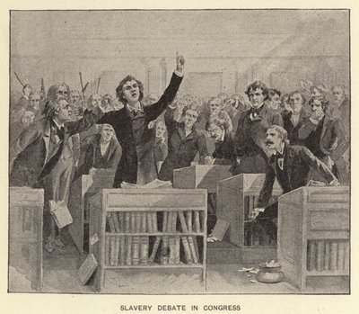 Debata o otroctví v Kongresu (litografie) od American School