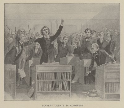 Debata o otroctví v Kongresu (litografie) od American School