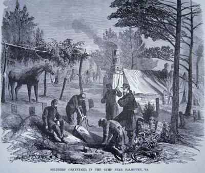 Hřbitov vojáků v táboře poblíž Falmouth ve Virginii (litho) od American School