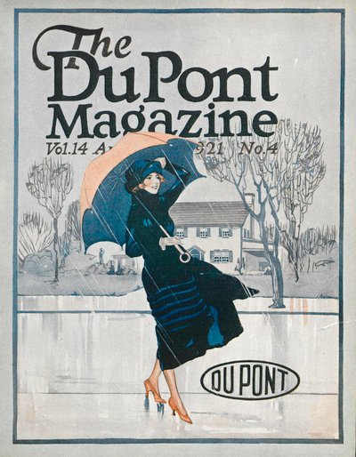 Něco nového ve sportovním oblečení, přední strana časopisu DuPont, duben 1921 od American School