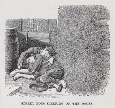 Street Boys spící v docích (litho) od American School