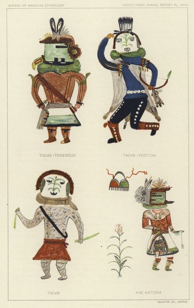 Tacab (Tenebidji), Tacas (Yebitcai), Tacab, Kae Katcina (barevná litografie) od American School