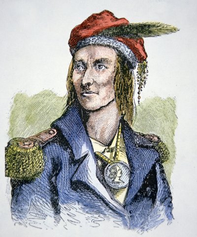 Tecumseh (1768-1813) (barevná rytina) od American School