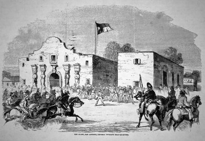 Pevnost Alamo v San Antoniu, velitelství federálního generála Twiggse (1790-1862) (litho) od American School