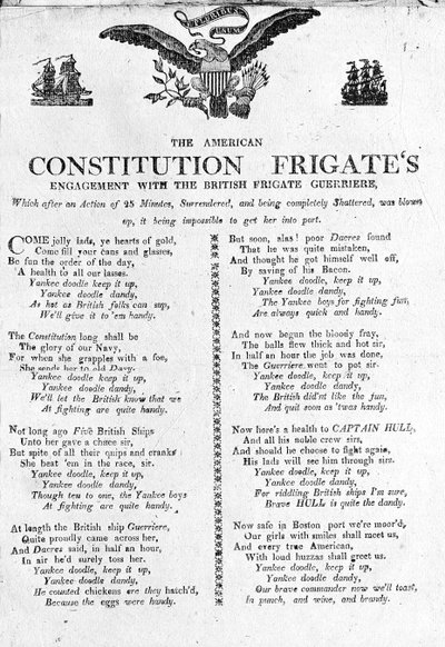 Střetnutí americké fregaty Constitution s britskou fregatou Guerriere (tisk) od American School