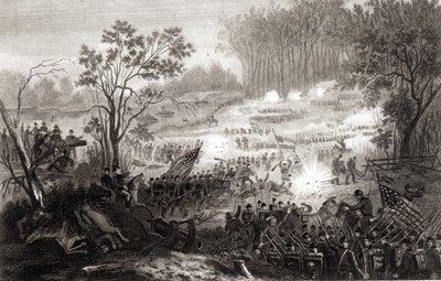Bitva u Pittsburg Landing, vyryl H. B. Hall, 1862 od American School