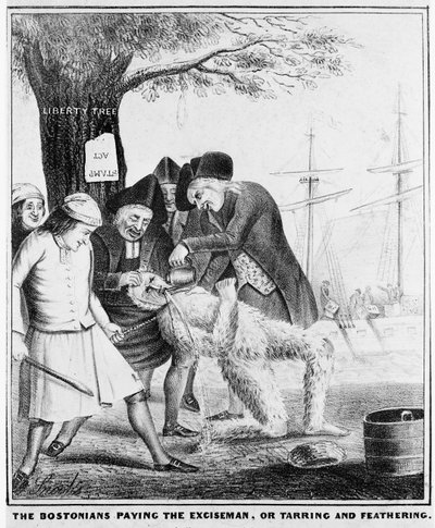 Bostonians Paying the Exciseman, aneb Dehtování a opeření od American School