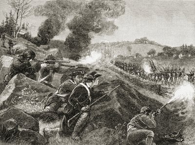 Britové ustupující z Lexingtonu, z „Stručné historie Spojených států“, vydaného A. S. Barnes und Co. v roce 1885 od American School