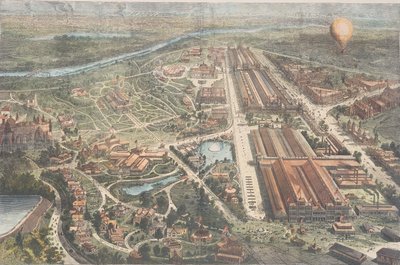 The Centennial - Balloon View of the Grounds, Harpers Weekly, c.1876 od American School