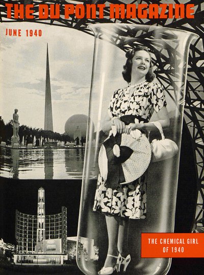 The Chemical Girl, přední strana časopisu DuPont Magazine, červen 1940 od American School