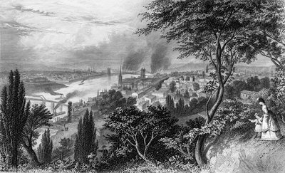 Město Cincinnati, Ohio, z Picturesque America Volume II, vytištěno v New Yorku 1872 od American School