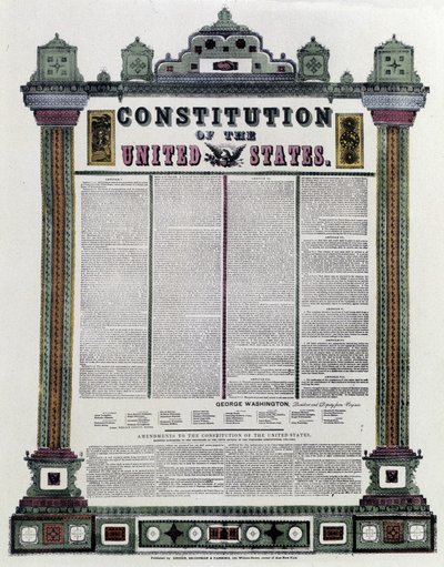 Ústava Spojených států amerických (Americká ústava) podepsaná v roce 1787, použitá v roce 1789 od American School