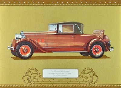 The Convertible Coupe, A Custom Eight by Packard, pub.1930 (barevná litografie) od American School