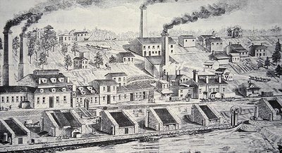 Du Pont Powder Plant, na řece Brandywine (čárová rytina) od American School