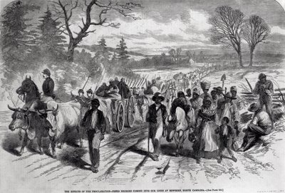 The Effects of the Proclamation: Freed Negroes Coming into Our Lines v New Bernu v Severní Karolíně z 