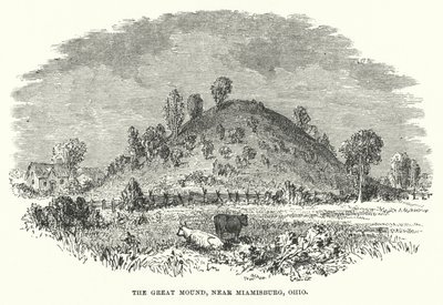 The Great Mound, poblíž Miamisburg, Ohio (rytina) od American School