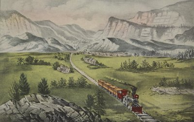 Velký západ, hospoda. 1870, Currier & Ives od American School