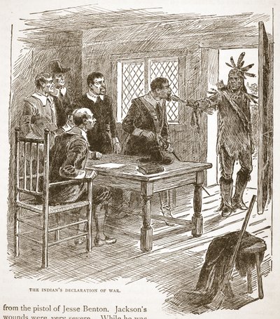 Indiánské vyhlášení války, z knihy pub. 1896 od American School