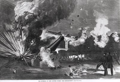 Interiér Fort Sumter během bombardování, 12. dubna 1861, z „Harper