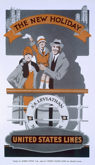 The New Holiday, reklama pro United States Lines, SS Leviathan, 20. léta 20. století od American School