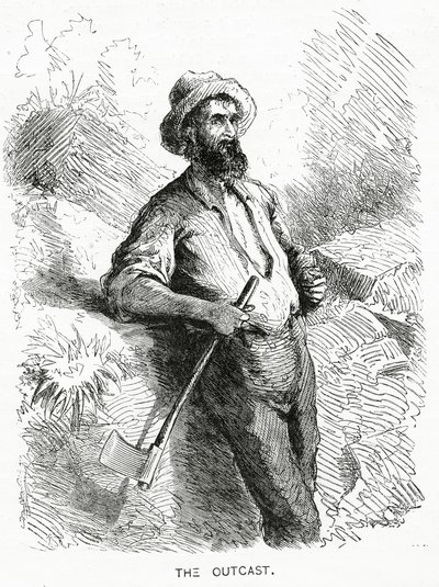 The Outcast, ilustrace k celovečernímu příběhu, Komunita vyvrženců, z Appletons Journal, 23. března 1872 od American School