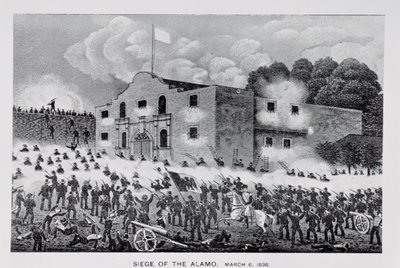 Obléhání Alama, 6. března 1836, z „Texas, ztělesnění historie Texasu, 1897“, od Williama H. Brookera od American School
