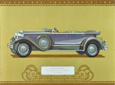 The Sport Phaeton, A Custom Eight by Packard, pub.1930 (barevná litografie) od American School