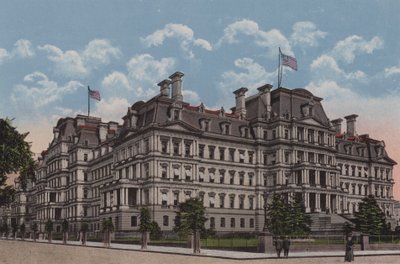 Státní, válečná a námořní budova, Washington DC (barevná litografie) od American School